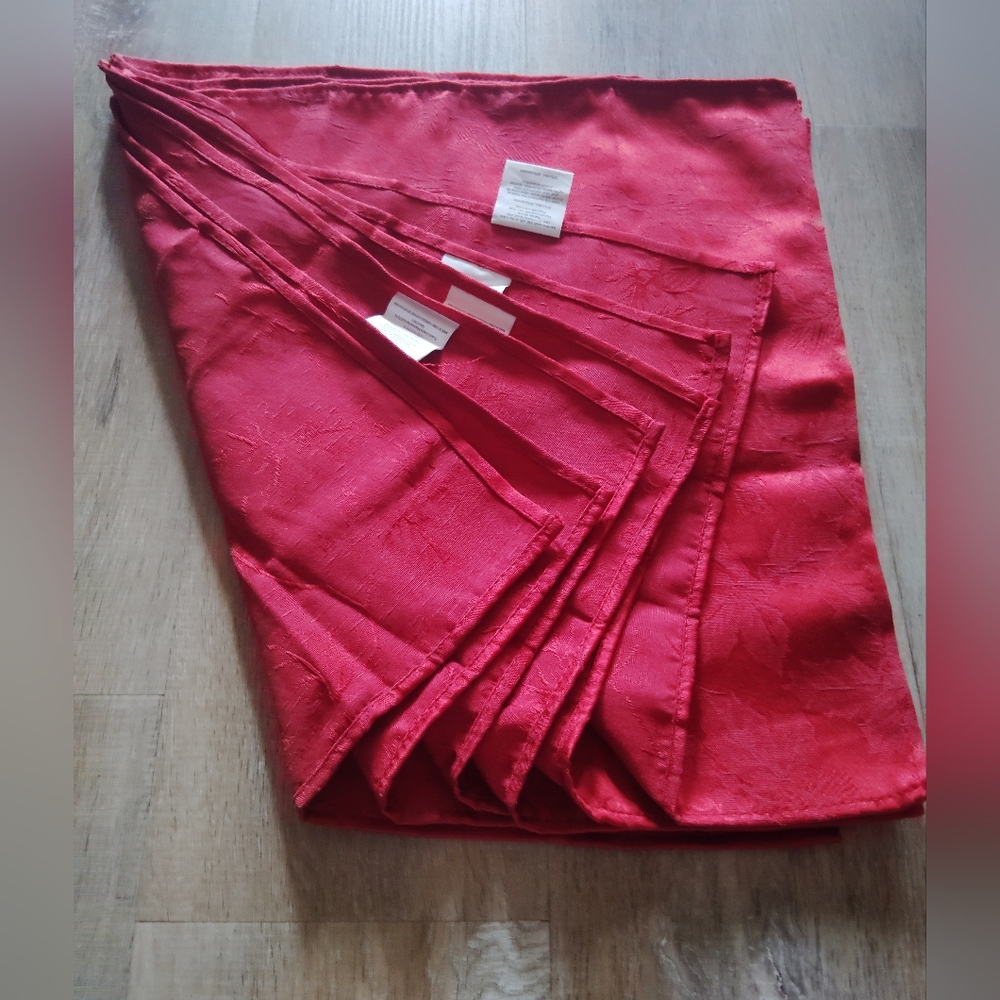 Lot of 6 Spode Romanian Burgundy Table Napkins Leaves Engraved Design